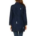 thumbnail image 3 of MODA NOVA Juniors Casual Long Sleeve Button Down Long Distressed Denim Jacket, 3 of 5