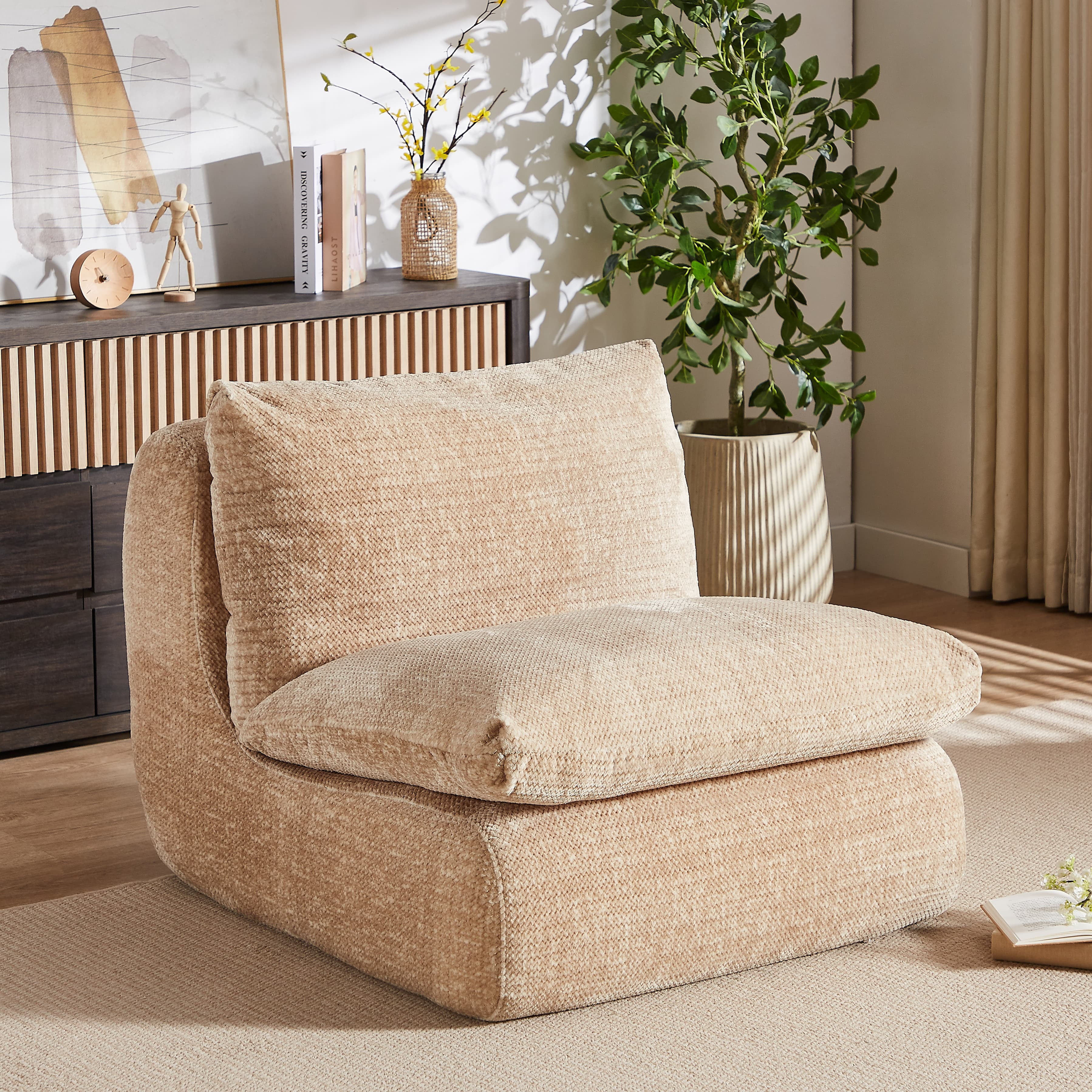 MAYEERTY Modern Full Compression Sofa Chair for Living Room & Bedroom, 33*41*34"Cream