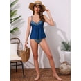 thumbnail image 5 of DARING DIVA Women's 2 Piece Leopard Colorblock Full Coverage Bikini Sets S Navy Blue, 5 of 6