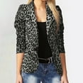 thumbnail image 4 of Yinreli Lady Blazer Leopard Print Turn-down Collar Single-breasted Slim Suit Coat for Work, 4 of 8