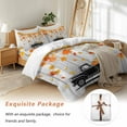 thumbnail image 7 of Fall Harvest Bedding Duvet Cover Set Twin Size 4 Pieces Truck Pumpkin Maple Leaf Thanksgiving Wood Grain Bedding Set with Zipper Closure, 1 Comforter Cover 68x86 Inches 1 Flat Sheet & 2 Pillow Cases, 7 of 7