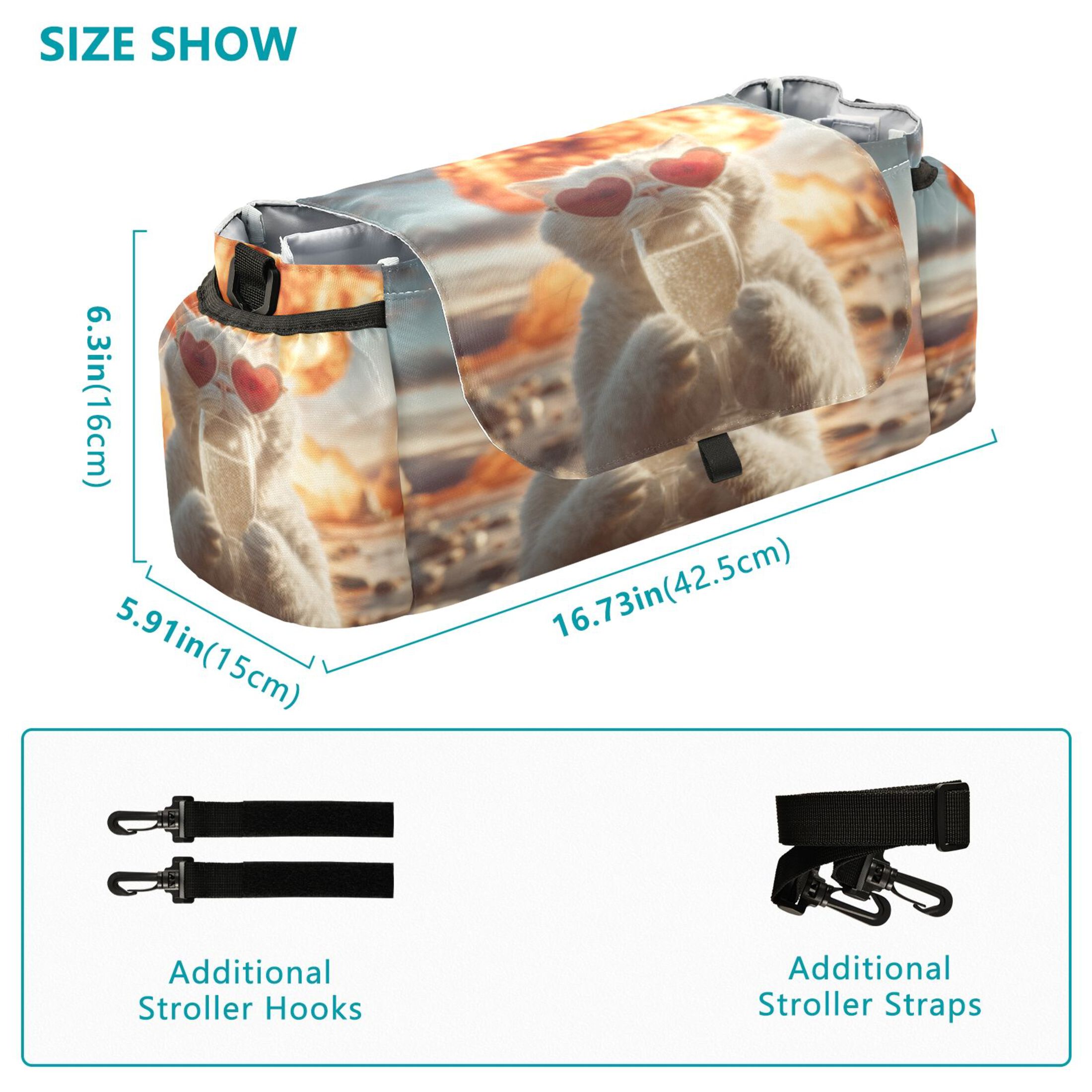DIXRUYEE Stroller Organizer Imgi_72_ffyy4_a_white_cat_wearing_heart-shaped_sunglasses_holding_up_a__d57a97c3-63f3-445d-b6e3-2be1 Printed