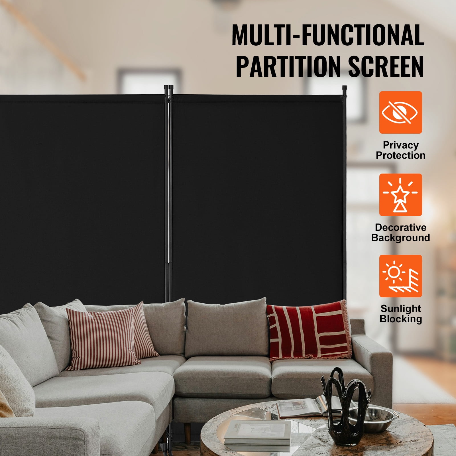 KFFKFF Space Separator, Quadruple Panel Divider, Foldable Privacy Barrier and Detachable Space Segregator for Room Division, Independent Space Dividers for Workspace, Sleeping Area, Study, Ebony