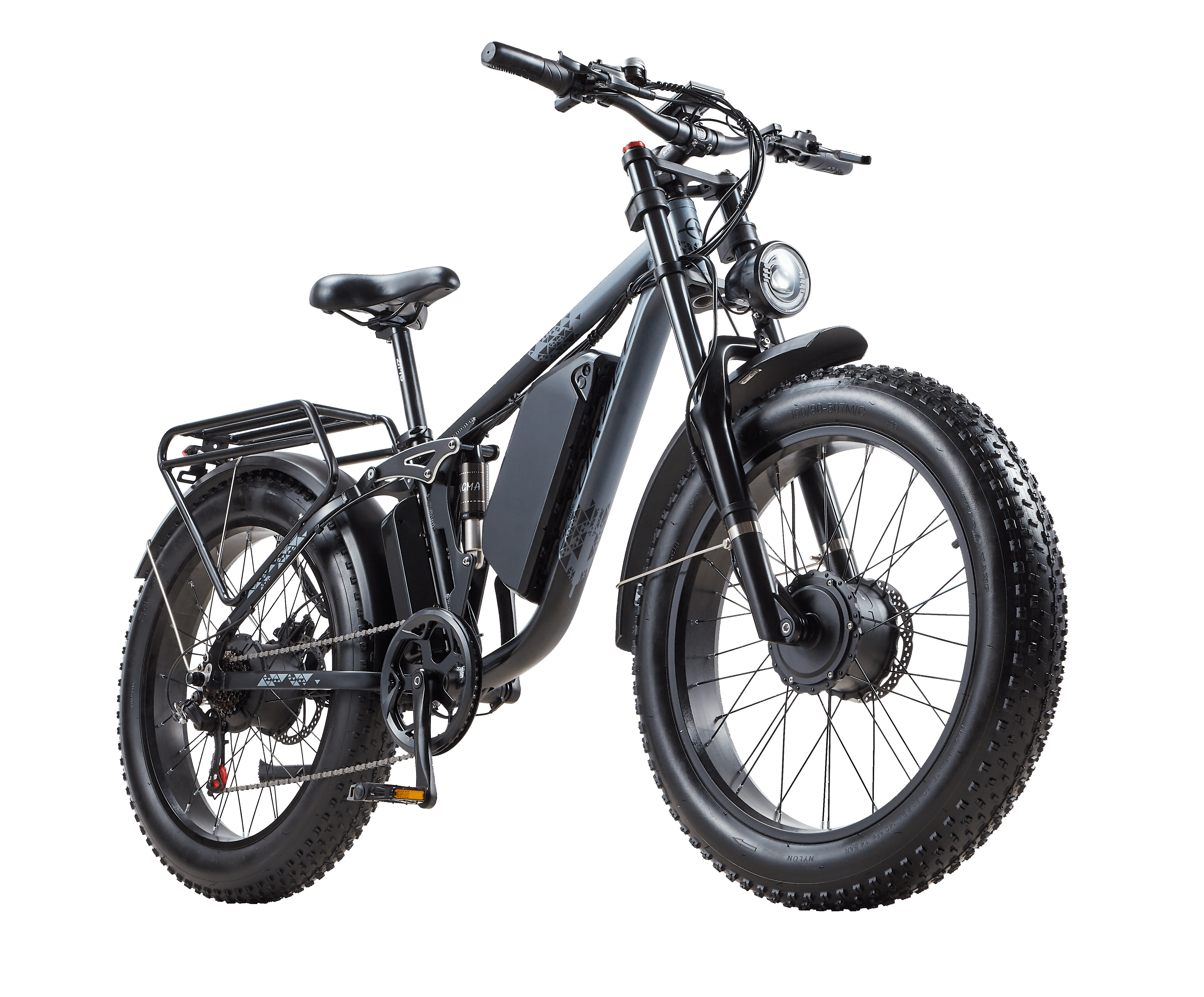 Electric Mountain Bike for Adults, 2000W Motor, 48V 25Ah Battery, 100 Miles Range, 24" Fat Tire All Terrain E Bike，Silver