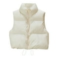 thumbnail image 5 of Winter Women Vest Coat Thickened Padded Zipper Closure Stand-up Collar Sleeveless Waistcoat Solid Color Winproof Heat Retention Outdoor Down Coat, 5 of 8