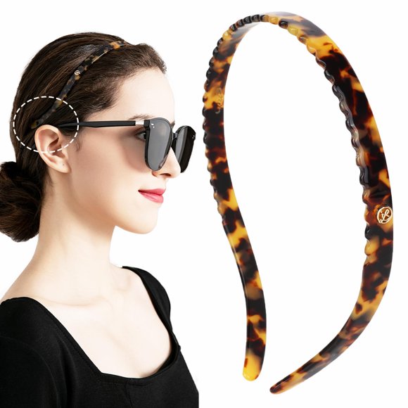 KOVOLITU Diademas de tortuga diseñadas para gafas, diademas flexibles sin presión, banda para el cabello fina hecha a mano, accesorios para el cabello de acetato para mujeres, hermanas y niñas, regalo