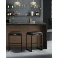 thumbnail image 5 of Bar Stools Set of 2, Counter Height Bar Stools, Synthetic Leather with Stitching, 26-Inch Tall, Ink Black, 5 of 10