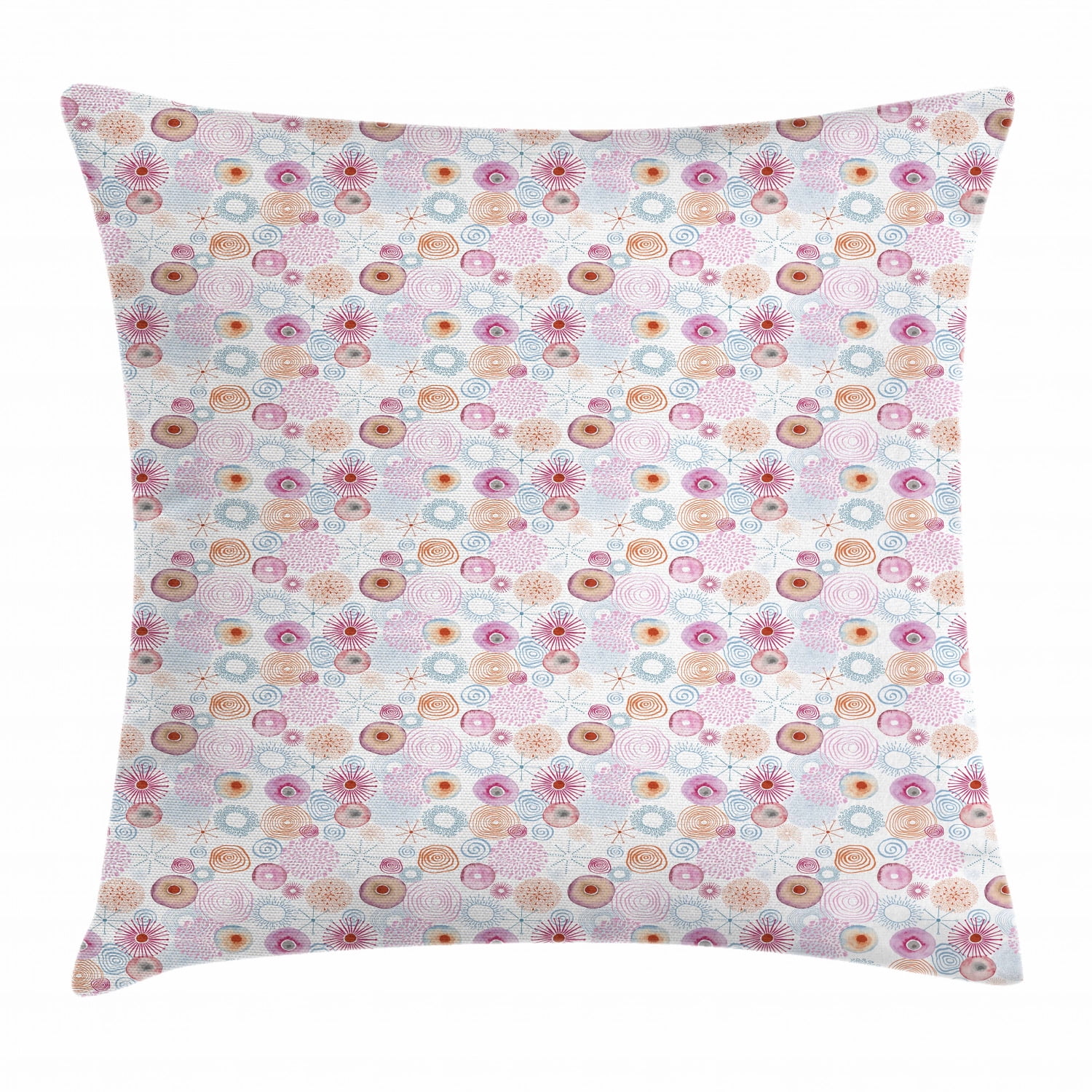 Retro Throw Pillow Cushion Cover Dahlia Flower Petal Printed Watercolor And Doodled Circles And Geometric Dashed Lines Decorative Square Accent Pillow Case 20 X 20 Inches Multicolor By Ambesonne Walmart Com Walmart Com