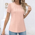 thumbnail image 7 of BLVB 2024 Women's Summer Business Casual Tops Short Sleeve Tshirt for Leggings Pleated Loose Crewneck Blouses, 7 of 7