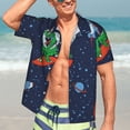 thumbnail image 7 of Kll Men'S Hawaiian Shirt Short Sleeve Button Down Beach Shirts-Dinosaur Astronaut Space Surfing, 7 of 7