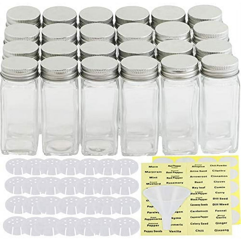 SWOMMOLY 30 Glass Spice Jars 4ozSquare Spice Bottles India