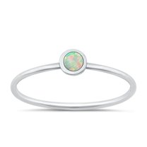 CHOOSE YOUR COLOR White Simulated Opal Ring .925 Sterling Silver Minimalist Band CZ Female Size 2