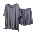 thumbnail image 2 of SwiftWear Women’s Cozy Modal Cotton Cooling Pajama Set - V-Neck Loose T-Shirt & Wide Leg Shorts for Sleep & Lounging (Multiple Colors), 2 of 3