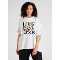 thumbnail image 1 of Inspirational T-Shirt for Women - "LOVE Like Jesus" with Leopard Print Heart, Casual Round Neck, Perfect for Spring & Summer Tee For Adult, Men, Women, Teen, Teenager, Adolescent, Youth, 1 of 5