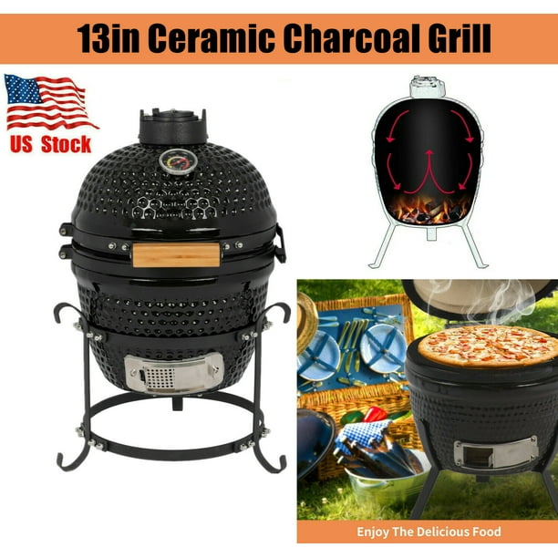 etiquette Land Acteur 13 Inch Kamado Grill, Ceramic Charcoal Egg Grill, Multifunctional Outdoor  Smoker Grill for BBQ, Camping and Picnic - Walmart.com