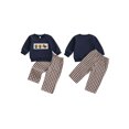 thumbnail image 2 of BemeyourBBs Boy 2-piece Outfit Long Sleeve Embroidery Sweatshirt Plaid with Pants, 2 of 9