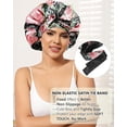 thumbnail image 6 of AWAYTR Women Satin Bonnet Silk Hair Reversible Bonnets Hair Wrap for Sleeping Cap with Tie Band, 6 of 12