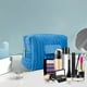 thumbnail image 4 of Neceser de terciopelo a rayas bordadas | Neceser de maquillaje de poliéster impermeable | Organizador de artículos de aseo de viaje con cremallera, 4 of 6