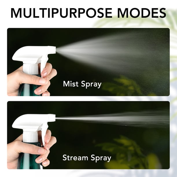 Botella de plástico con spray de limpieza y desinfección de cocina doméstica verde oscuro (500 ml + 2 boquillas)