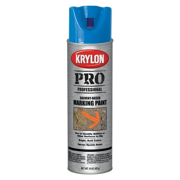 Krylon K07303000 Solvent-Based Contractor Marking Spray Paint, APWA Blue, 15 Ounce