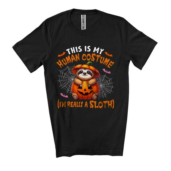 This Is Human Costume I'm Really A Sloth; Humorous Halloween Pumpkin Wild Animal Lover Unisex T-Shirt