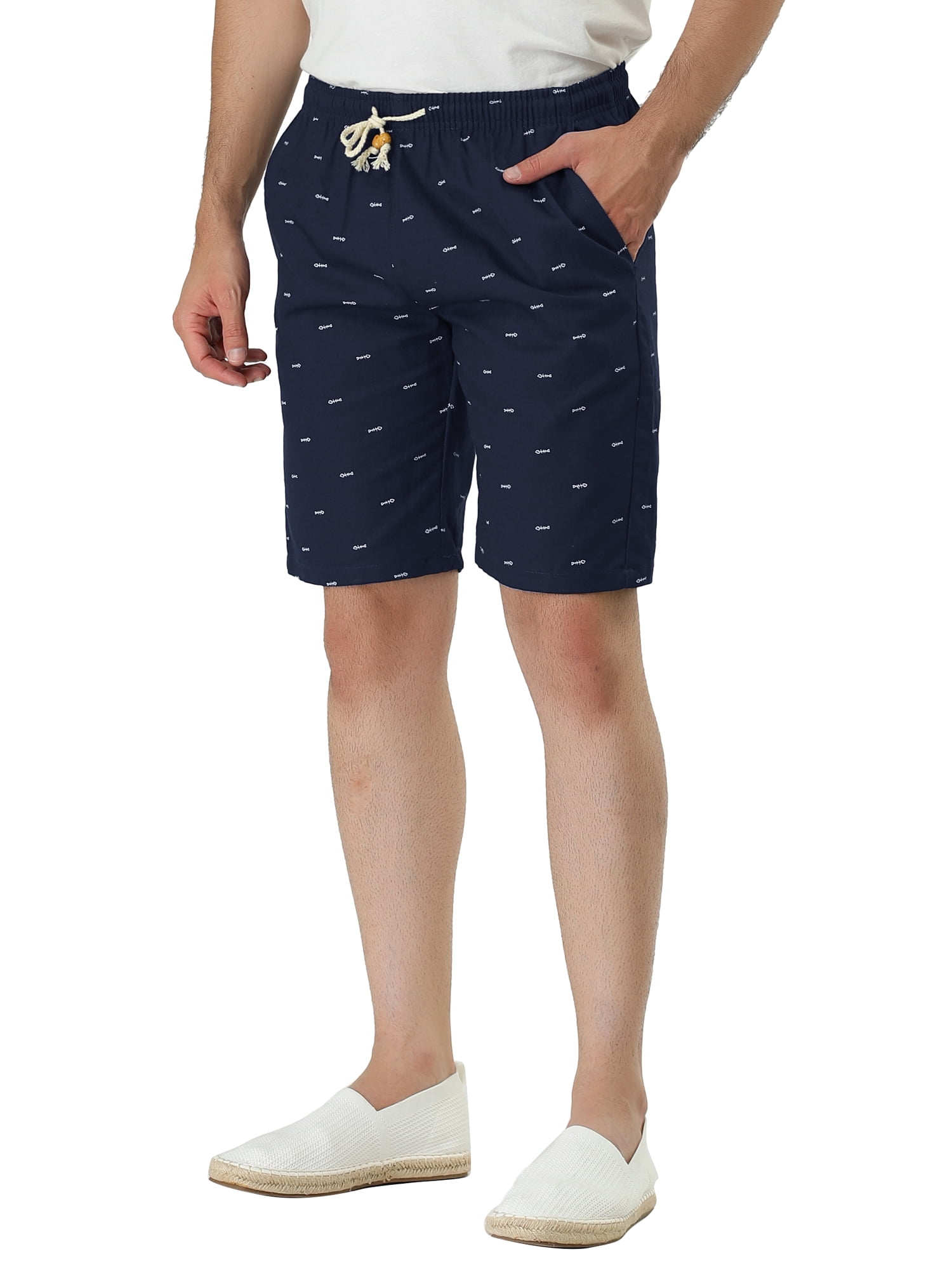 Men's Summer Swim Elastic Waistband Drawstring Patterned Beach Board Shorts