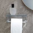 thumbnail image 4 of No Drill Toilet Paper Holder with Shelf, Wall Mounted Bathroom Storage for Tissue Rolls, Phones, and Essentials, Adhesive Mount, Transparent, Acrylic, by IHXORA, 4 of 6