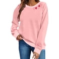thumbnail image 2 of Sweatshirts for Women Crewneck Long Sleeve Pullover Top Valentine's Day Hearts Printed Hoodless Casual Hooded, 2 of 5