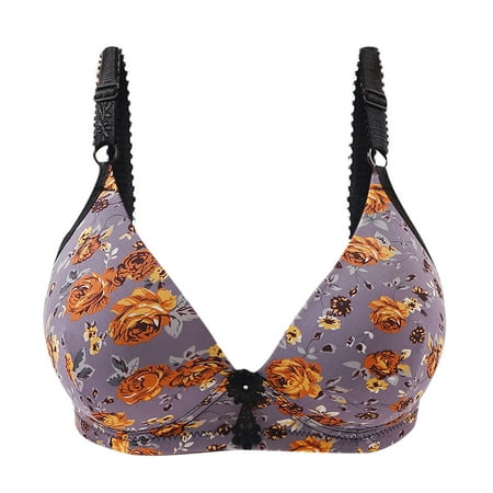 

Ruhiku GW Women s Bra Fashion Bowknot Printing Comfortable Hollow Out No Rims Support Bra Everyday Underwear