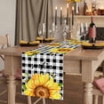 thumbnail image 2 of Sunflowers 36 Inch Table Runner, Black White Check Sunshine Buffalo Bee Farmhouse Dresser Scarf Cotton & Linen Tablerunner for Dining/Kitchen Island/Holiday Party Décor Small 13" x 36", 2 of 9
