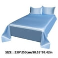 thumbnail image 3 of Btomtd 3Piece Ice Silk Bed Sheets Set in Solid Color Cool and Machine Washable Includes Friendly Silk Bed Sheet with 2 Pillowcases Queen King Comforter Set, 90.55'x98.42', Blue-L, 3 of 8