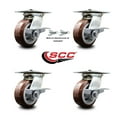 thumbnail image 2 of 5 Inch Polyurethane Caster Set with Roller Bearing 4 Brake and 2 Swivel Lock SCC, 2 of 2