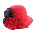 thumbnail image 2 of Summer Sales under $10 Red Cloche Hat GIJNRIUIUA Women Felt Hat Steampunk Style Vintage Costume Dress Hat Fisherman Hat Autumn and Winter Elegant Net Round Top Bucket Hat Newsboy Hats, 2 of 5