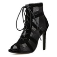 thumbnail image 1 of Zapatos de baile de alta calidad para mujer, botas de salón negras, zapatos de Salsa Tango, sandalias de tacón alto recortadas de malla para fiesta a la moda para chica, verano 2022, 1 of 1