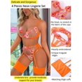 thumbnail image 3 of ORUYROP Floral Embroidered, Underwire, G-String, Garter Belt, 4 Pieces Lingerie, 3 of 7