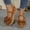 Brown, variant on Mary Jane Shoes Women Casual Round Toe Fashion Bow Deco Wedge Platform Heel Non Slip Flats Versatile Slip On Comfortable Outdoor Dress Shoes
