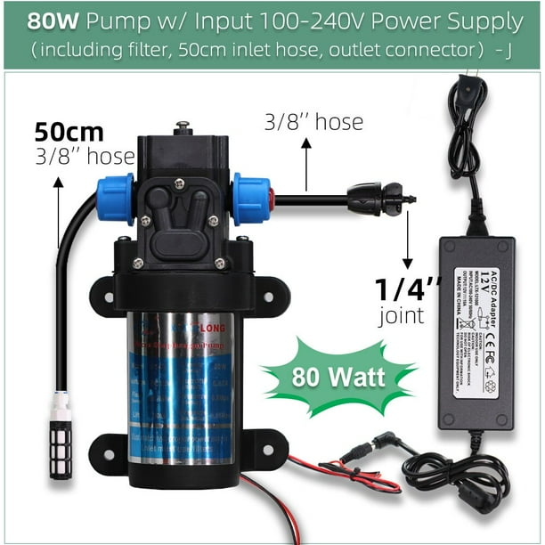 5-30M New 45W Pump Self Priming Orange Misting Cooling System Adjustable Irrigation Sprinkler Kit with Power Supply Filter He Qiyong unisex
