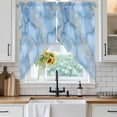 thumbnail image 4 of Light Blue Marble Kitchen Window Curtains, Swag Curtains Valance for Bedroom Living Room Bathroom, Ink Painting Art Luxury Modern Rod Pocket Window Treatment Curtain Block Drapes 2 Panels 36"x36", 4 of 9