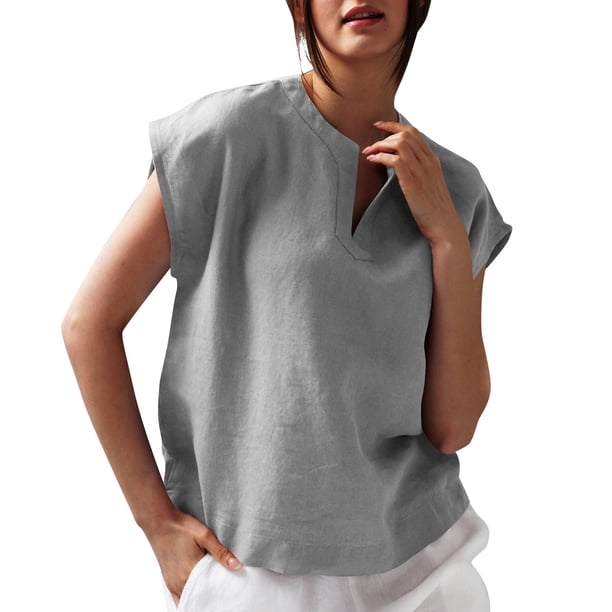 Eres Más Que una Camisa de Puntuación de Prueba Sexy de Manga Corta Lentejuelas Suelta Camisa de Blusa con Cuello en V, Poliéster