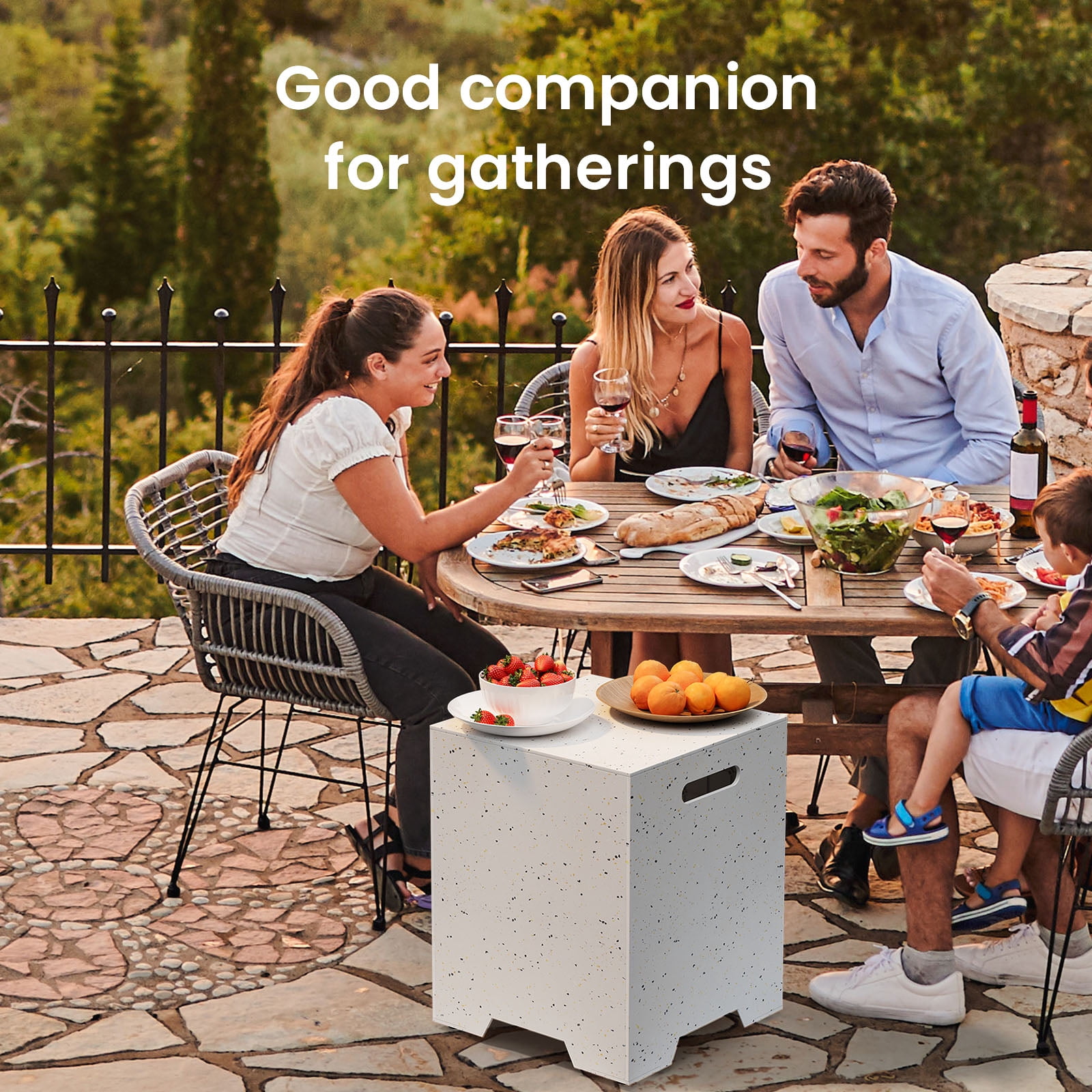 VENTOPYR 16'' ABS Outdoor Hideaway Tank Table for Propane Gas Fire Pits, Hides Standard 20lb