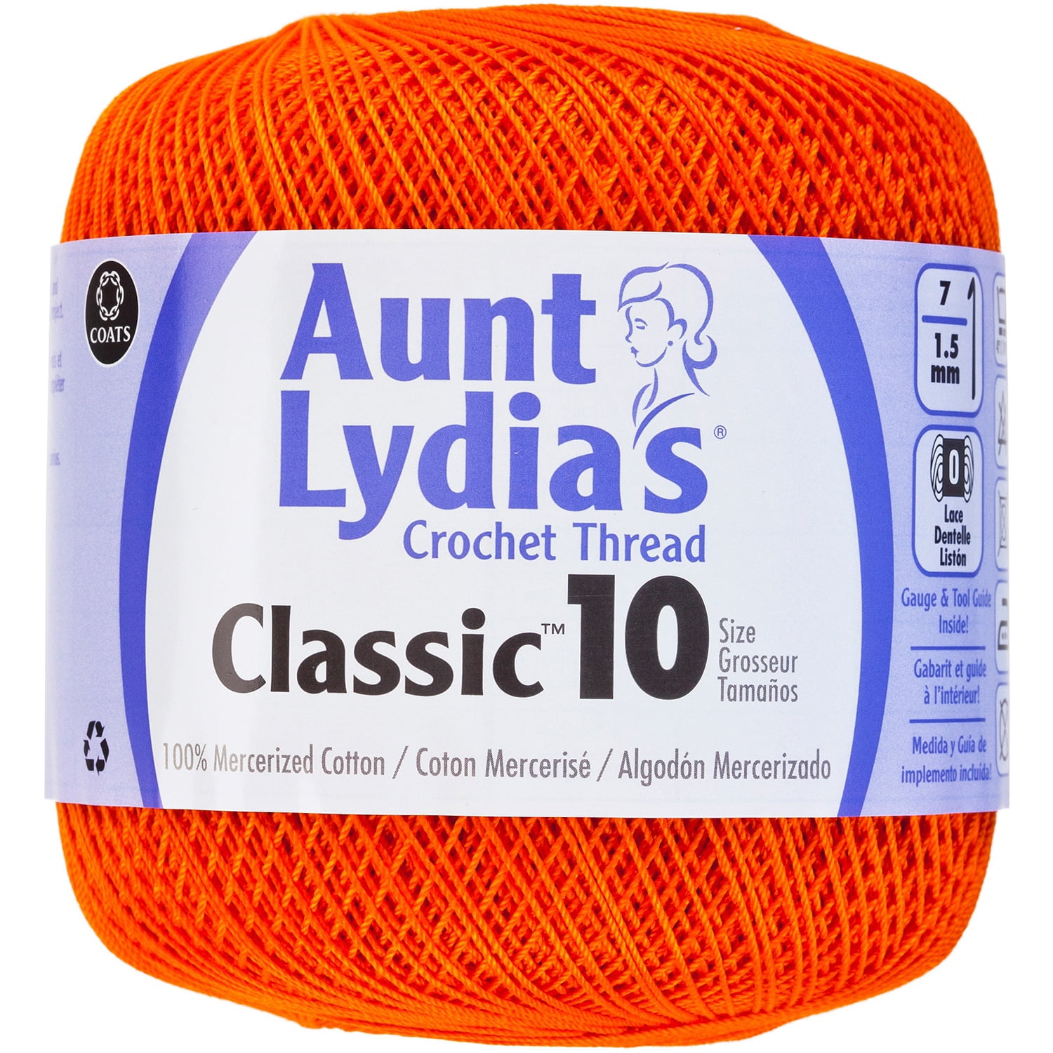 Aunt Lydia's Classic Crochet Thread Size 10-Pumpkin, Multipack Of 6