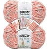 Bernat Baby Blanket Yarn - Big Ball 10.5 oz - 2 Pack with Pattern Cards in Color Shell Pink Clouds