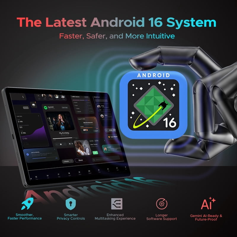 DOOGEE U11 Pro Android 16 Tablet with Keyboard,11 inch Tablet,30GB+256GB/2TB TF,8580mAh,Octa-Core,1080P,5G WiFi,Widevine L1,13MP+5MP,Face ID/Otg