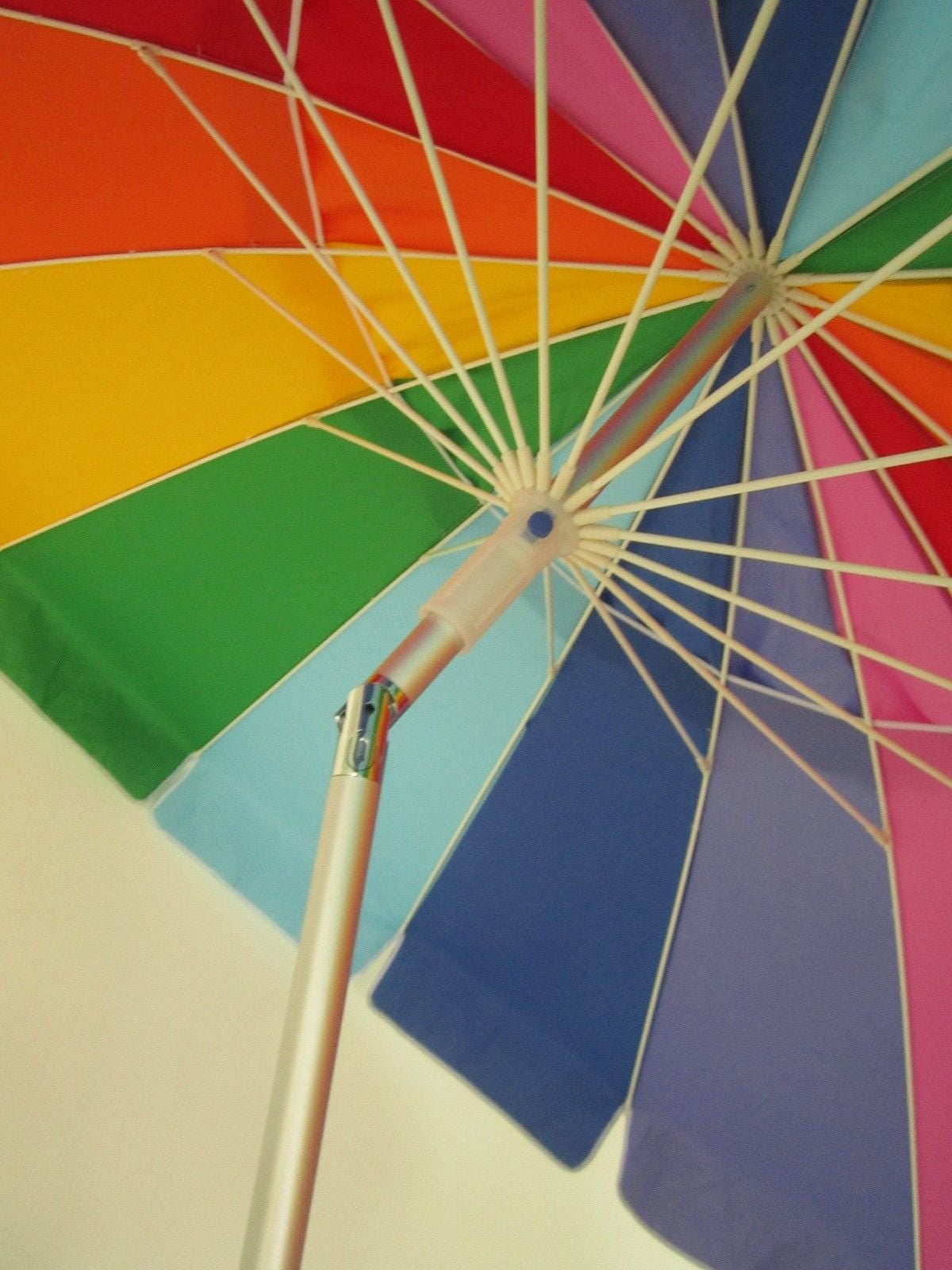 Impact Canopy 8-Foot Beach Umbrella, UV Protected, Vented, Tilt Pole, Sand Anchor, Carry Bag, Rainbow