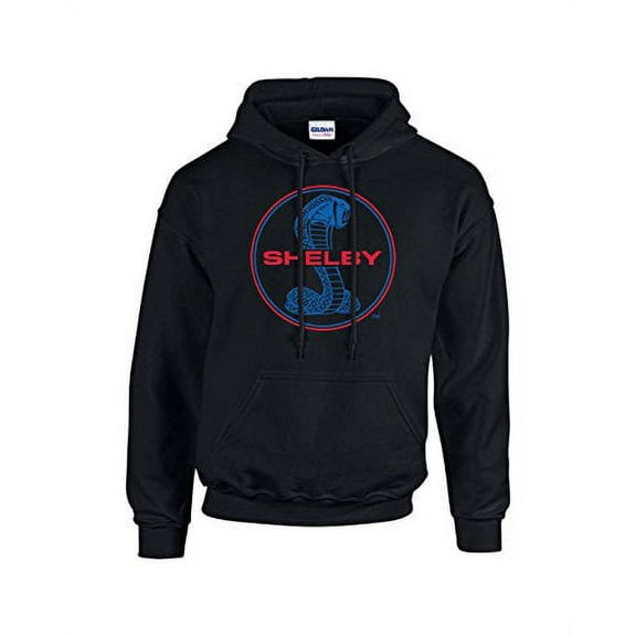 Ford Mustang Shelby Cobra Hooded Sweatshirt Blue and Red Hoodie Hood Racing Performance Tough Muscle Car Design-Black-Small