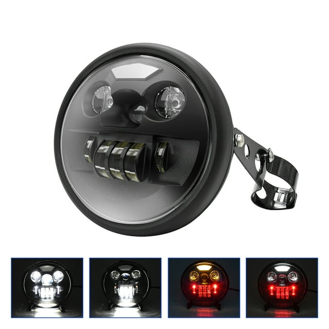 Mistaha 7-Inch LED Motorcycle Headlight Kit with Devil Rabbit Design, 4 Lighting Modes, Waterproof, Easy Installation, Die-Casting Aluminum, Wide Application, 100W High Beam, 75W Low Beam, IP67