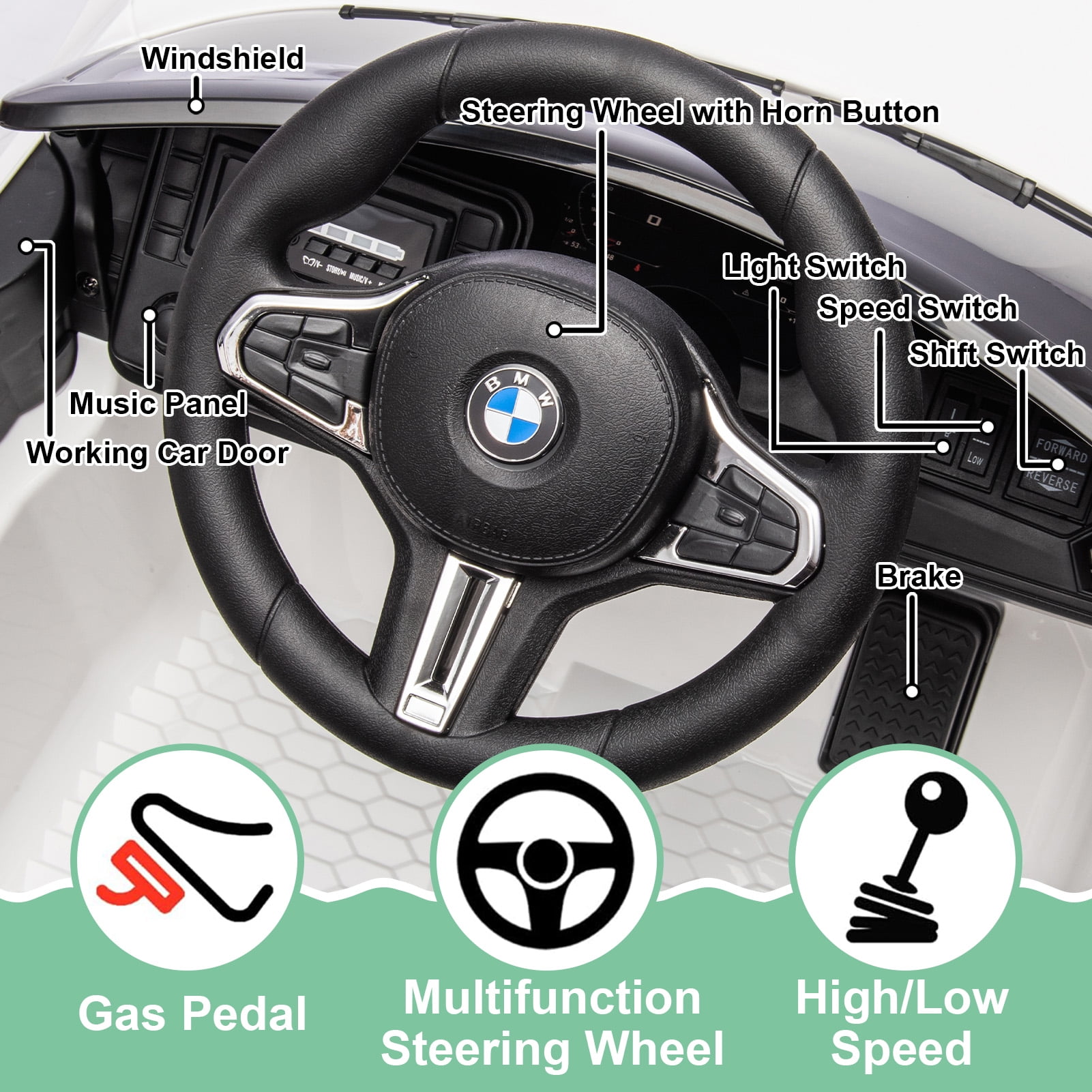 Okybaby BMW M4 12V White Ride On Car for Kids,With Parents Remote Control,Kids Electric Car,Battery Powered Cars for Kids