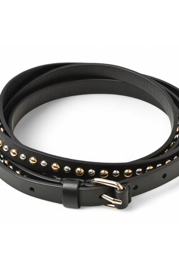 Pre-Owned Givenchy Belt GIVENCHY Studded Double Leather Black Unisex Men Women Genuine