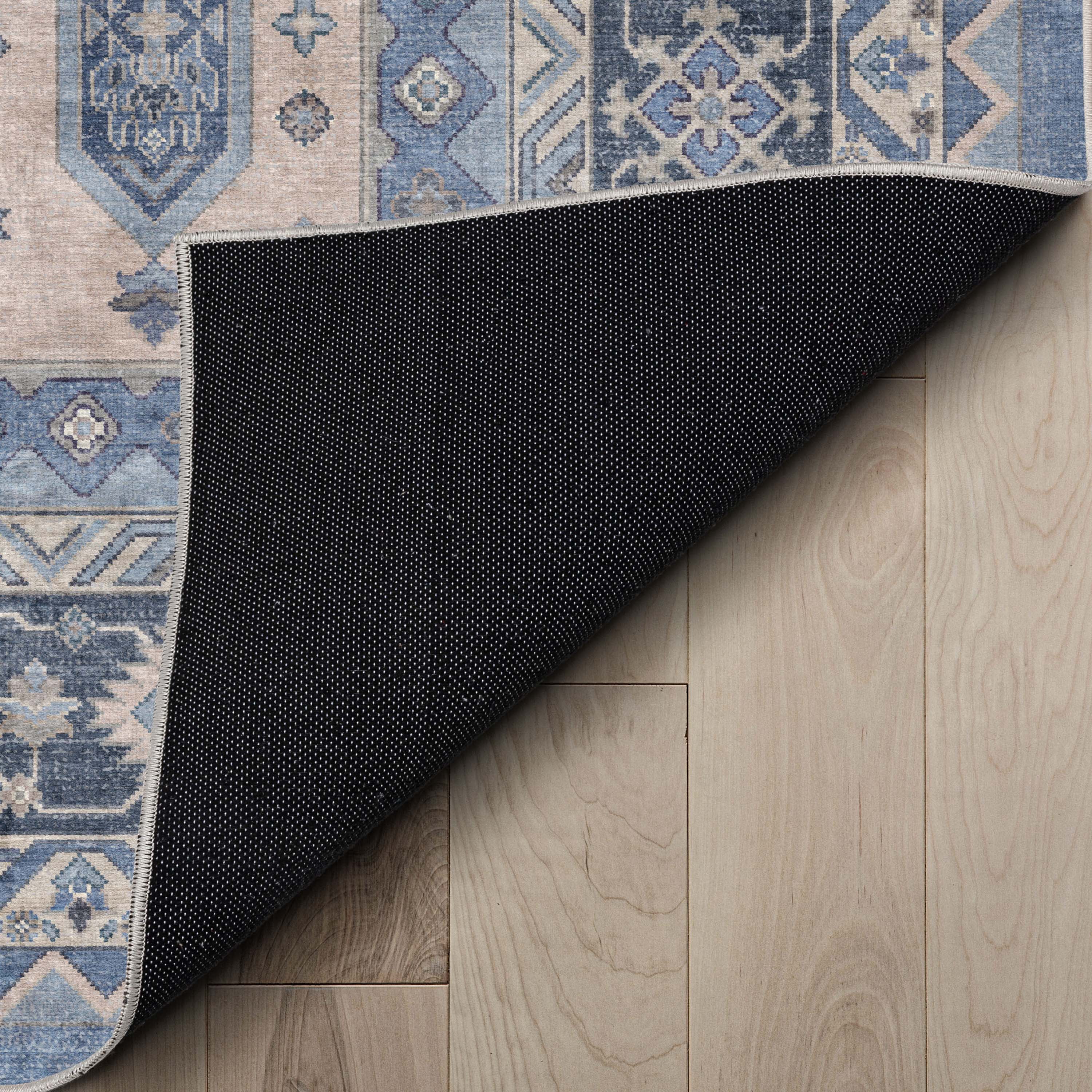 Well Woven Apollo Nicosia Vintage Medallion Blue Flat-Weave Easy to Clean 5'3" x 7'3" Area Rug