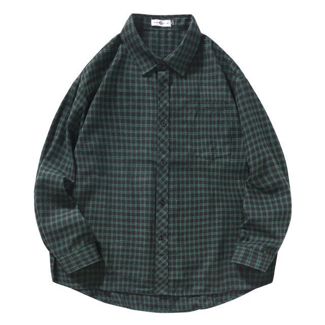 XDZJLR Mens Shirts Spring And Autumn Vintage Loose Large Size Long Sleeved Pointed Plaid Jacket Tee